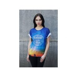 T-shirt Landing On The Moon. Szare t-shirty damskie Bahabay, m, z nadrukiem, z bawełny, bez kołnierzyka. Za 83,30 zł.