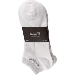 Zestaw 3 par stopek unisex BUGATTI - 6765 White 660. Białe skarpetki damskie Bugatti, bez wzorów, z elastanu. Za 43,90 zł.