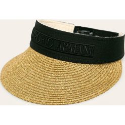 Emporio Armani - Daszek. Brązowe czapki damskie Emporio Armani, bez wzorów, z poliesteru. W wyprzedaży za 399,90 zł.