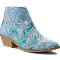 Botki GUESS - Joanah FLJOA1 DEN09 BLUE. Niebieskie botki damskie na obcasie marki Guess, z materiału. W wyprzedaży za 399,00 zł.