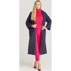 PŁASZCZ ELISAETTA FRANCHI (VIRGIN WOOL). Niebieskie kurtki damskie z wełny. Za 2014,50 zł.