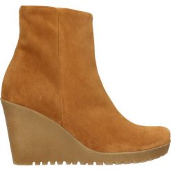 Botki MIQUELA. Pomarańczowe botki damskie Gino Rossi, ze skóry, eleganckie, na wysokim obcasie, na obcasie, bez zapięcia. Za 299,90 zł.