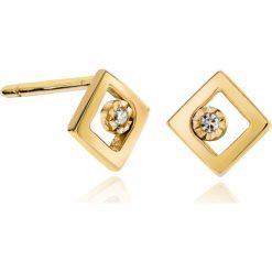 Wyjątkowe Złote Kolczyki - złoto żółte 585, Diament 0,01ct. Żółte kolczyki damskie marki W.KRUK, z diamentem, złote. Za 799,00 zł.