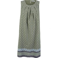Sukienka koszulowa bonprix oliwkowy z nadrukiem. Zielone sukienki damskie bonprix, z nadrukiem, z koszulowym kołnierzykiem, bez rękawów, koszulowe. Za 89,99 zł.