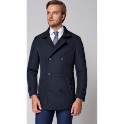 Płaszcz Granatowy Apollos. Niebieskie płaszcze męskie LANCERTO, na zimę, m, bez wzorów, z tkaniny, eleganckie, bez kaptura. W wyprzedaży za 499,90 zł.
