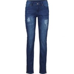 Dżinsy Skinny z zamkami bonprix ciemnoniebieski "stone". Niebieskie jeansy damskie marki House, z jeansu. Za 129,99 zł.