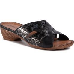Klapki GO SOFT - WI16-2154-02 Black. Czarne klapki damskie GO SOFT, bez wzorów, ze skóry, bez obcasa. Za 99,99 zł.