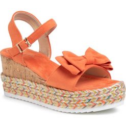 Espadryle JENNY FAIRY - WSHT855-07 Dark Orange. Pomarańczowe espadryle damskie Jenny Fairy, bez wzorów, z tworzywa sztucznego, bez obcasa, na obcasie. Za 79,99 zł.