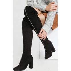 Czarne Kozaki Lightning Bolt. Czarne buty zimowe damskie other, z materiału, na wysokim obcasie, na obcasie. Za 179,99 zł.