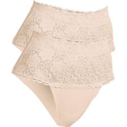 Figi wyszczuplające (2 pary w opak.) bonprix cielisty. Brązowe figi damskie marki bonprix, w koronkowe wzory, z koronki. Za 59,98 zł.