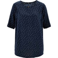 Bluzka, krótki rękaw bonprix ciemnoniebieski wzorzysty. Niebieskie bluzki damskie bonprix, z krótkim rękawem. Za 49,99 zł.
