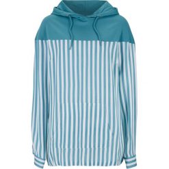 Bluzka z dresową wstawką bonprix matowy kobaltowy - biały w paski. Niebieskie bluzki damskie bonprix, w paski, z dresówki, bez rękawów, bez kaptura. Za 42,99 zł.