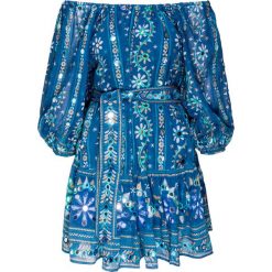 Sukienka JULIET DUNN. Niebieskie sukienki damskie Juliet Dunn, z haftami, boho, bez kołnierzyka, bez rękawów. Za 1150,00 zł.