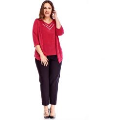 Sweter z narzutką różowy. Różowe swetry damskie N/A, plus size, bez wzorów, z elastanu, bez rękawów, bez kaptura. Za 142,22 zł.