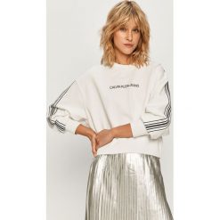 Calvin Klein Jeans - Bluza. Białe bluzy damskie Calvin Klein Jeans, s, z nadrukiem, z bawełny, bez rękawów, bez kaptura. Za 449,90 zł.