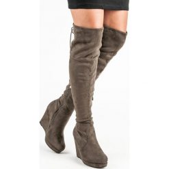 Buty zimowe damskie: KOZAKI MUSZKIETERKI NA KOTURNIE