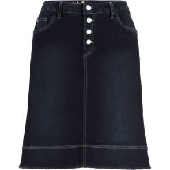 Spódnica dżinsowa ze stretchem bonprix niebiesko-czarny. Niebieskie spódniczki damskie bonprix, bez wzorów. Za 84,99 zł.