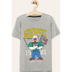 Guess Jeans - T-shirt dziecięcy 118-175 cm. Szare t-shirty chłopięce Guess Jeans, z nadrukiem, z bawełny, bez rękawów. Za 99,90 zł.