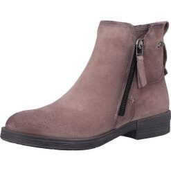 Skórzane botki w kolorze szarym. Szare botki damskie Tom Tailor, Mustang, Bugatti, Camel Active, Lloyd, bez obcasa, bez zapięcia. W wyprzedaży za 359,95 zł.
