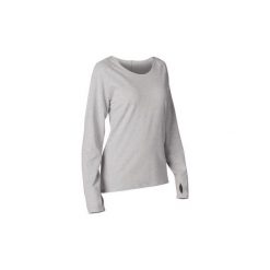 Koszulka do łagodnej jogi długi rękaw. Szare t-shirty damskie marki DOMYOS, xl, z elastanu. W wyprzedaży za 44,99 zł.