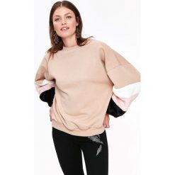 BLUZA Z BUFIASTYMI OZDOBNYMI RĘKAWAMI. Szare bluzy damskie Top Secret, na jesień. Za 89,99 zł.