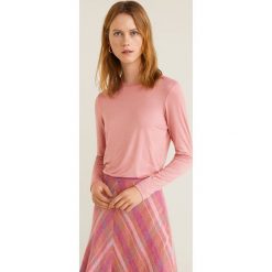 Mango - Longsleeve. Różowe bluzki damskie Mango, s, bez wzorów, z elastanu, z okrągłym kołnierzem. W wyprzedaży za 19,90 zł.