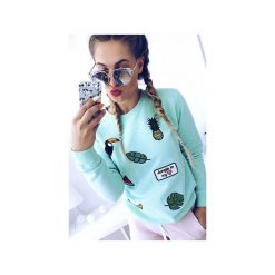 Bluza miętowa Jungle in my Heart. Zielone bluzy damskie ŁAP NAS, s, z aplikacjami, z bawełny, bez rękawów, bez kaptura. Za 169,00 zł.