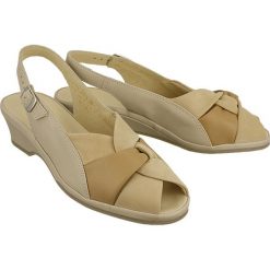 MARCO TOZZI 28910-22 beige combination, sandały damskie. Brązowe koturny damskie Marco Tozzi, bez obcasa, na koturnie, bez zapięcia. Za 219,90 zł.