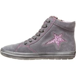 Skórzane sneakersy w kolorze szaro-jasnoróżowym. Szare trampki dziewczęce Richter, bez wzorów, ze skóry, na sznurówki. W wyprzedaży za 132,95 zł.