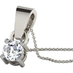 Naszyjniki damskie: Srebrny naszyjnik z diamentem – dł. 40 cm