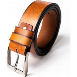 PASEK MĘSKI SKÓRZANY SKÓRA NATURALNA EKSKLUZYWNY. Pomarańczowe paski męskie BUFFALO WILD, w paski, ze skóry, eleganckie. Za 69,90 zł.