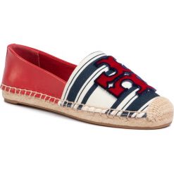 Espadryle TORY BURCH - Ines Fil Coupe Espadrille 64125 Navy Bold Awning Stripe/ Brilliant Red 407. Niebieskie espadryle damskie Tory Burch, bez wzorów, ze skóry, bez obcasa, na płaskiej podeszwie. Za 999,00 zł.