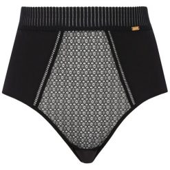 Figi klasyczne z wysokim stanem Gossard Graphic Luxe 16903. Czarne figi damskie Gossard, l, bez wzorów, z elastanu. Za 119,00 zł.