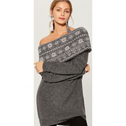 Sweter z szerokim kołnierzem - Szary. Szare bez kategorii Mohito, s. Za 129,99 zł.
