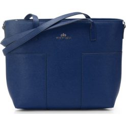 Torebka damska 86-4E-429-7. Niebieskie shopper bag damskie Wittchen, w paski, z tłoczeniem. Za 399,00 zł.