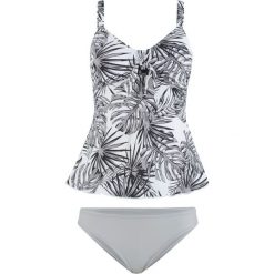 Tankini (2 części) bonprix czarno-szaro-biały. Białe stroje kąpielowe damskie bonprix, bez wzorów. Za 109,99 zł.