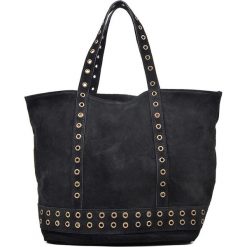 Shopper bag damskie: Skórzany shopper bag w kolorze czarnym – 33 x 50 x 18 cm