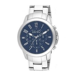 Zegarek "LJW-TLJ829" w kolorze srebrno-granatowym. Szare, analogowe zegarki męskie Liu Jo, Guess, ze stali. W wyprzedaży za 269,95 zł.