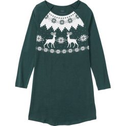 Koszula nocna bonprix ciemnozielony z nadrukiem. Zielone koszule nocne damskie bonprix, z nadrukiem, z bawełny, z okrągłym kołnierzem. Za 34,99 zł.