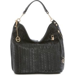 Shopper bag damskie: Skórzana torebka w kolorze czarnym – 42 x 38 x 17 cm