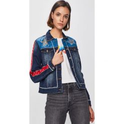 Desigual - Kurtka. Niebieskie kurtki damskie Desigual, bez wzorów, z elastanu, krótkie. W wyprzedaży za 399,90 zł.