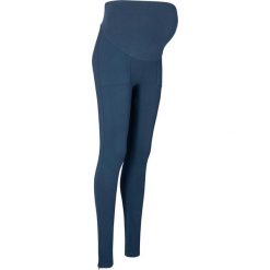 Legginsy ciążowe z zamkiem, z ciężkiego dżerseju bonprix ciemnoniebieski. Niebieskie legginsy ciążowe bonprix, w paski, z dżerseju. Za 109,99 zł.