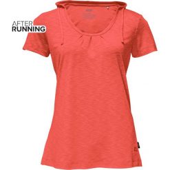 KOSZULKA JACK WOLFSKIN TRAVEL HOODY T WOMEN HOT CORAL. Różowe koszulki damskie JACKWOLFSKIN, na lato, bez wzorów, z kapturem, bez rękawów. Za 139,99 zł.