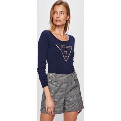 Guess Jeans - Sweter. Czarne swetry damskie Guess Jeans, s, z aplikacjami, z wiskozy, bez rękawów, bez kaptura. Za 319,90 zł.