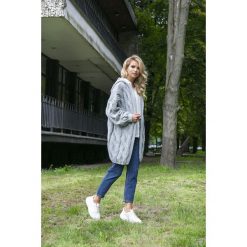 Kardigan z kapturem F552 szary. Szare swetry damskie Tagless, s. Za 237,50 zł.