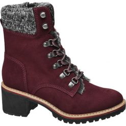 Botki na obcasie Highland Creek bordowe. Czerwone bez kategorii marki Highland Creek, z materiału, na zamek. Za 159,90 zł.