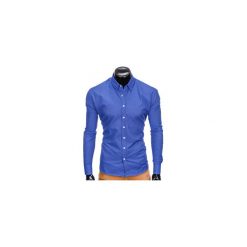 KOSZULA MĘSKA Z DŁUGIM RĘKAWEM K410 - JASNOGRANATOWA. Szare koszule męskie marki Ombre Clothing, m, z kontrastowym kołnierzykiem, z długim rękawem. Za 49,00 zł.