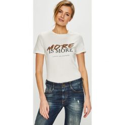 Only - Top. Białe bluzki damskie marki ONLY, s, z nadrukiem, z bawełny, z okrągłym kołnierzem, z krótkim rękawem. Za 59,90 zł.