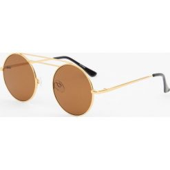 Okrągłe okulary przeciwsłoneczne z podwójnym mostkiem. Żółte okulary przeciwsłoneczne damskie lenonki marki Pull&Bear, okrągłe. Za 49,90 zł.