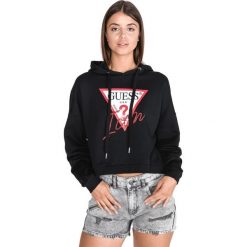 Guess Bluza Czarny. Czarne bluzy damskie Guess, l, z nadrukiem, z bawełny, bez rękawów, bez kaptura. Za 330,95 zł.